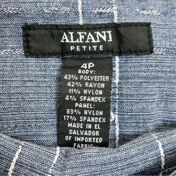 Alfani Petite Blue Pinstripe Pull-On Slim Cropped Dress Pants Size 4P - Picture 2 of 8